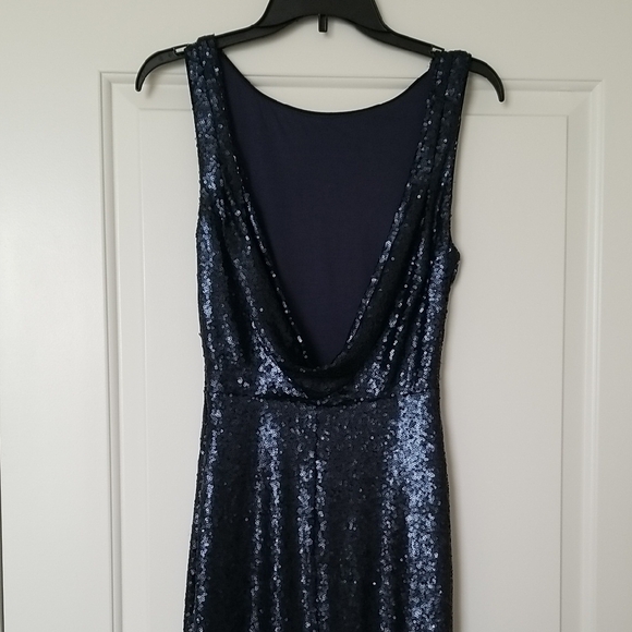 Elegant Navy Sequin Gown - Picture 3 of 5